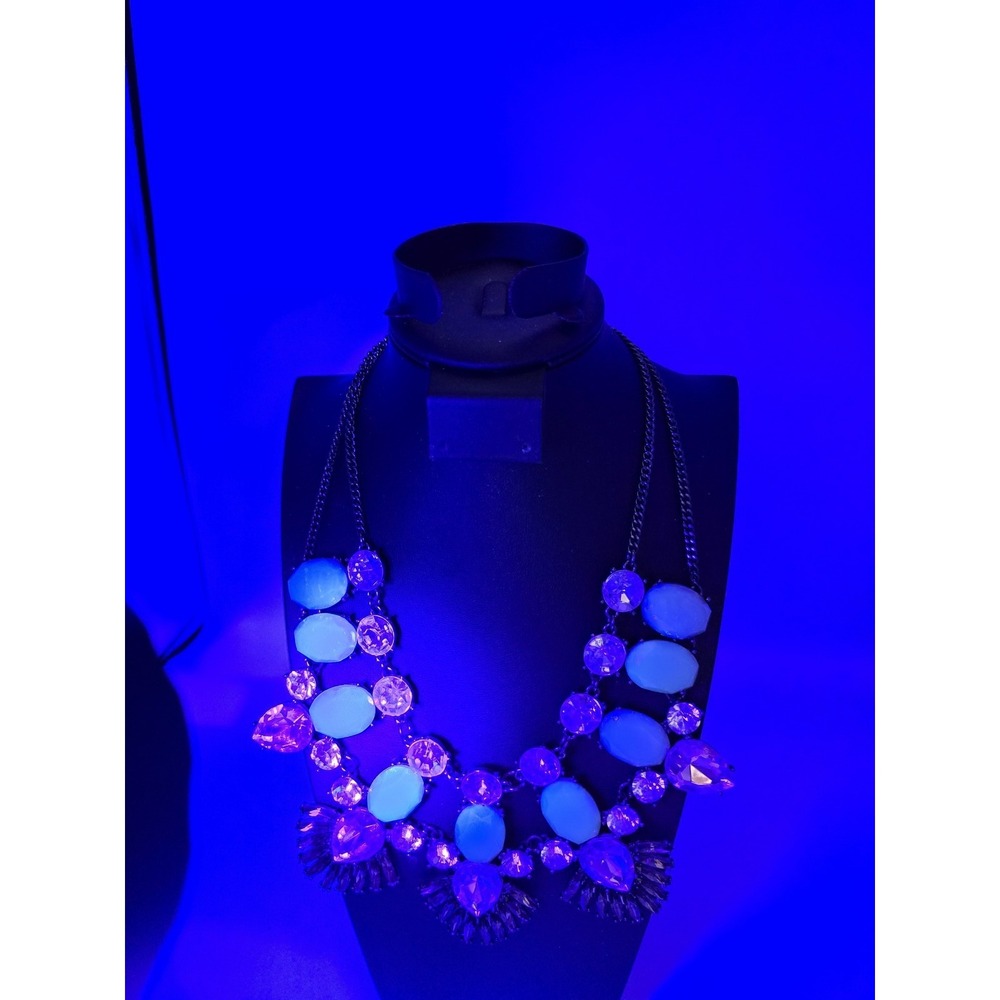 Statement Bib Necklace Multi-Color Rhinestone & Cabochon Fashion Jewelry - Picture 13 of 16